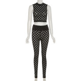 Sexy Hollow Breathable High Waist Slim Sports Fitness Set  K21S03172
