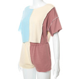 Color matching casual sweater shorts suit women two-piece suit A21ST283