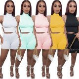 High-neck side tie casual two-piece suit LY033
