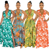 Fashion print sexy sling dress long skirt women irregular skirt CY1612