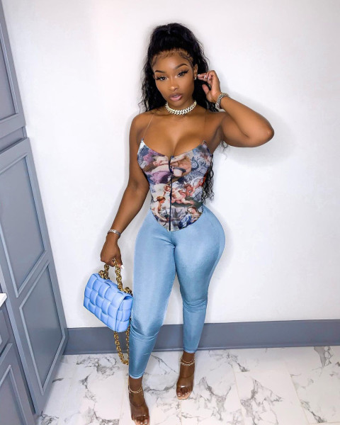 Oil Painting Printed Body Sculpting Sling Zipper Set LY030
