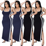 Sexy tied side vest fat lady plus size slit dress AP6282