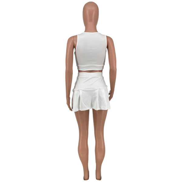 Letter print slim sports tank top and culottes two-piece suit BK009