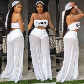 Casual net yarn + shorts + offset printing queen QUEEN two-piece suit W6066