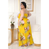 Flower slit strap stretch stretch jumpsuit AP7036