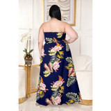 Flower slit strap stretch stretch jumpsuit AP7036