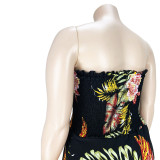 Flower slit strap stretch stretch jumpsuit AP7036
