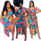 Fashion printed pleated slit dress AP7033
