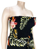 Flower slit strap stretch stretch jumpsuit AP7036