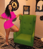 Pure color hole zipper open back dress BK00013