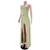 Sexy solid color sling split top shorts two-piece suit GL6390