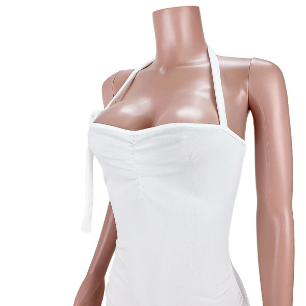 Sexy halter strap halterneck pleated pleated dress GL6391