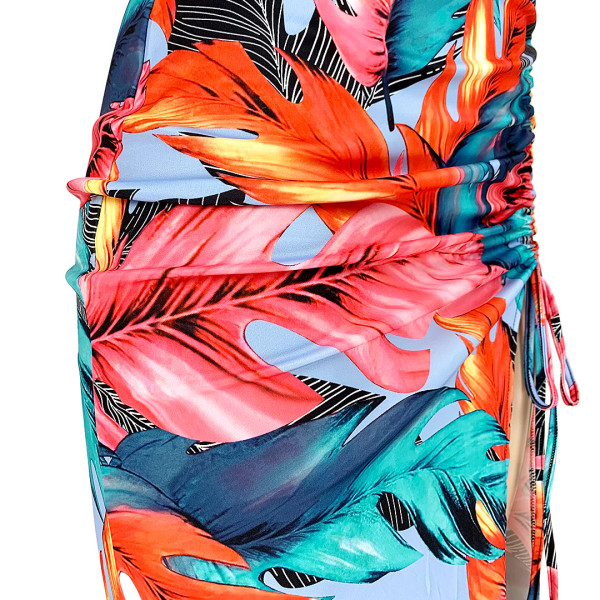 Fashion printed pleated slit dress AP7033