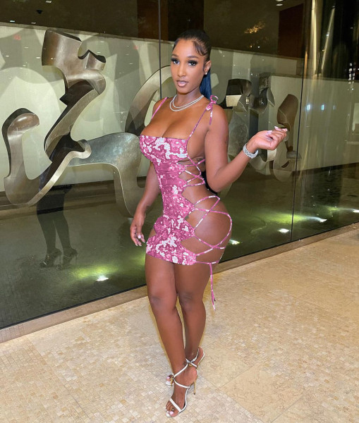 Sexy colorful print cutout dress YZL855