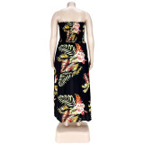 Flower slit strap stretch stretch jumpsuit AP7036
