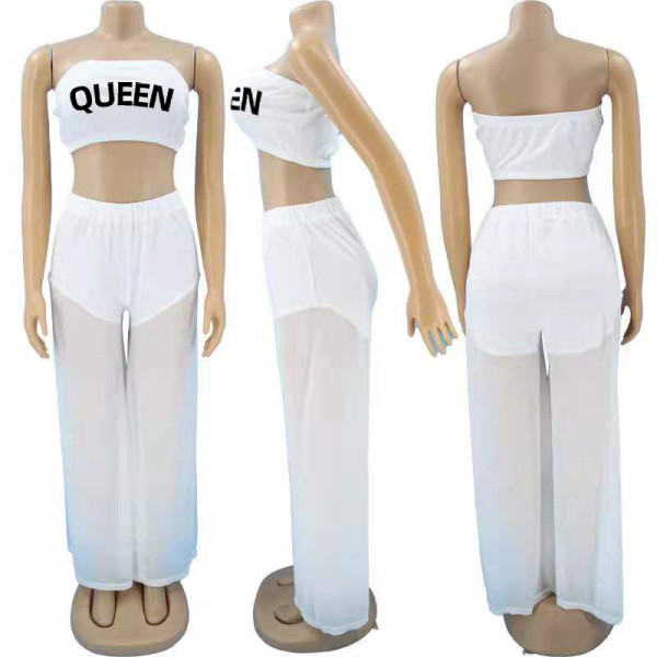 Casual net yarn + shorts + offset printing queen QUEEN two-piece suit W6066