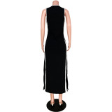Sexy tied side vest fat lady plus size slit dress AP6282