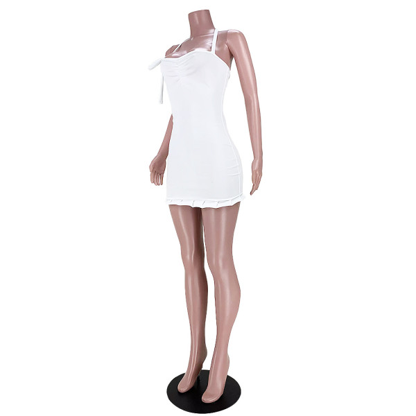 Sexy halter strap halterneck pleated pleated dress GL6391