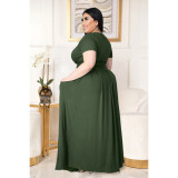 Two-piece solid color cross-tie skirt with big swing AP7025