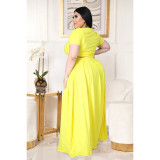 Two-piece solid color cross-tie skirt with big swing AP7025