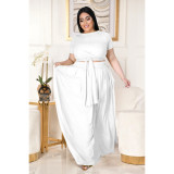 Two-piece solid color cross-tie skirt with big swing AP7025