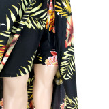 Flower slit strap stretch stretch jumpsuit AP7036