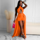 Lace-up halter one-piece cloak solid color two-piece suit BK001