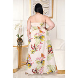 Flower slit strap stretch stretch jumpsuit AP7036