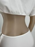 Pure color hole zipper open back dress BK00013