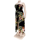 Flower slit strap stretch stretch jumpsuit AP7036