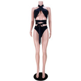 Sexy Halter Cross-Tie Split Swimsuit GL6372