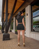 Round neck sleeveless sexy two-piece set with navel exposed YT3270