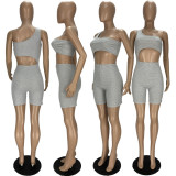 Slanted shoulder leaky back sexy jumpsuit YT3269