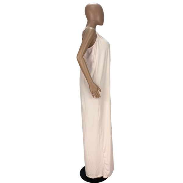 Women's fashion loose slanted shoulder casual jumpsuit YT3273