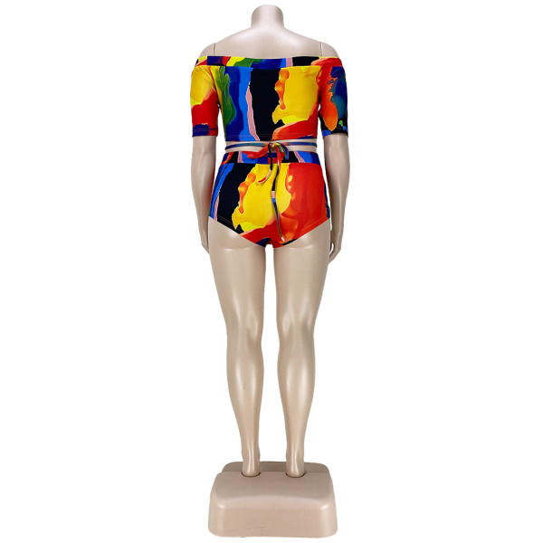 Sexy printed strappy one-shoulder swimsuit AP7015