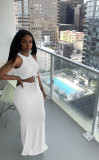 Pit stripe pleated mopping long skirt two-piece suit YT3278
