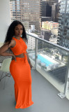 Pit stripe pleated mopping long skirt two-piece suit YT3278