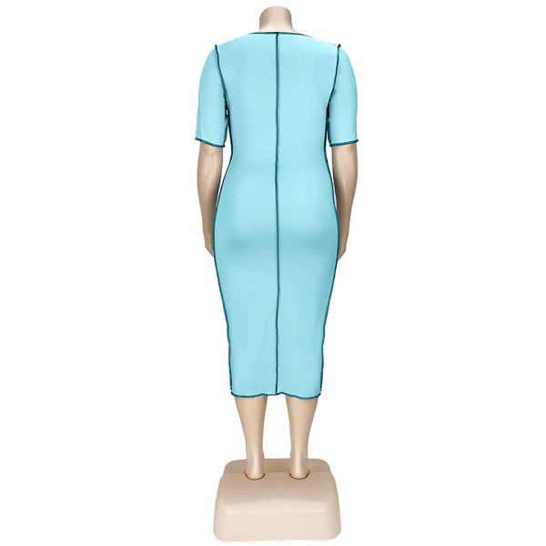 Solid color reverse side cutout lace dress AP7023