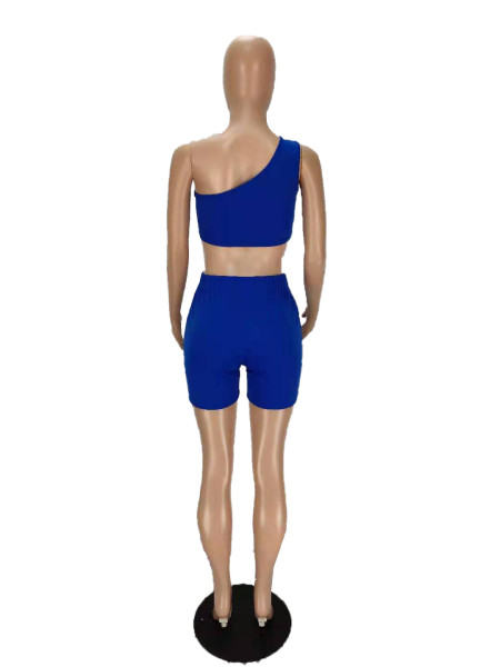 One-shoulder vest solid color fashion sports suit MN8358