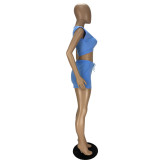 Round neck sleeveless sexy two-piece set with navel exposed YT3270