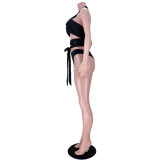 Sexy Halter Cross-Tie Split Swimsuit GL6372