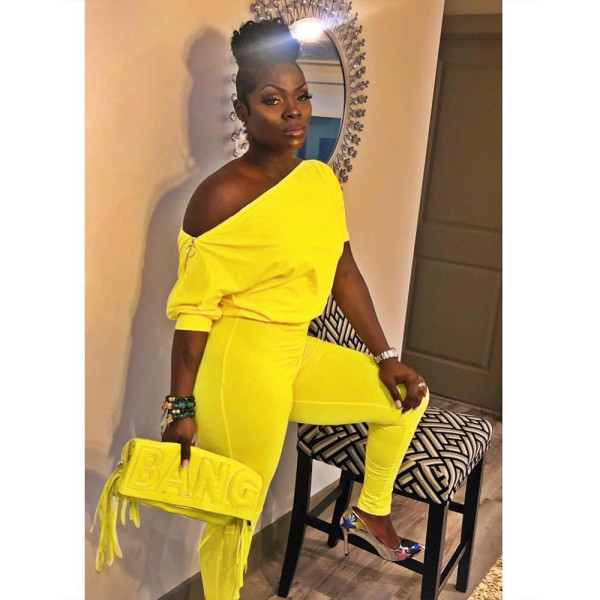 Sexy double zipper oblique shoulder off-shoulder collar solid color jumpsuit GL6118