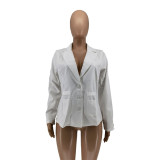 Solid color pocket button blazer A5263