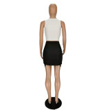 Vest straps three-dimensional ornaments mesh stitching short skirt two-piece suit MN8366