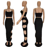 Two-piece suit with holes in the bottom skirt MN8353