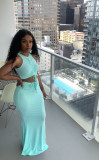 Pit stripe pleated mopping long skirt two-piece suit YT3278