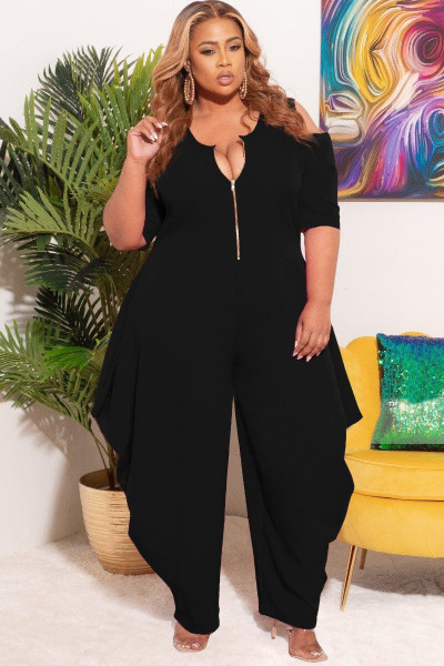 Fashion plus size women's solid color sexy jumpsuit S66305