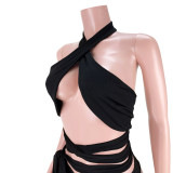 Sexy Halter Cross-Tie Split Swimsuit GL6372
