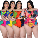 Sexy printed strappy one-shoulder swimsuit AP7015