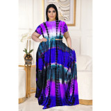Two-piece skirt suit with big skirt and print tie YT3276